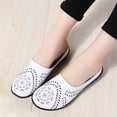thumbnail image 6 of Women Hollow Floral Cutout Leather Mule Slides Closed Toe Casual Flat Shoes White 7, 6 of 9