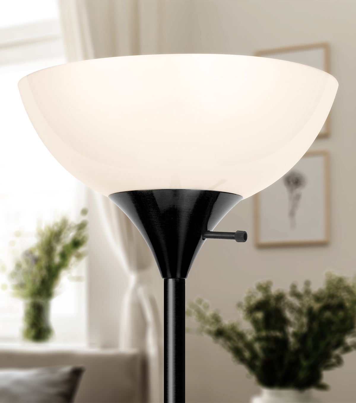 Brightech Sky Dome 72 in. Black Torchiere LED Uplight Floor Lamp