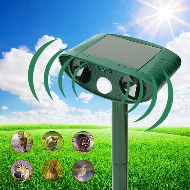 Dispositivo repelente de animales solares 26 pies Rango ultrasónico Repeller de animales Cats Dogs Dosto con sensor de movimiento para la protección de la granja