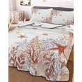 thumbnail image 3 of Quilts Twin-XL Size Bedding Set, Orange Coastal Lightweight Quilted Comforter, Beach Nautical Coral Starfish Summer Soft Reversible Bedspread Coverlet with Pillow Covers for All Season, 68" x 98", 3 of 7