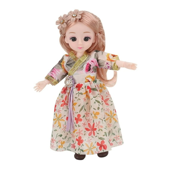 Kokiya 23cm BJD Doll with Dress & Shoes Removable Joints with Hair and Makeup Face Full