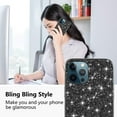 thumbnail image 2 of Compatible with iPhone 16 Pro Max Case Glitter Shockproof, iPhone 16 Pro Max Phone Case Bling Sparkly TPU and PC Silicone Shiny Girl Women Thin Protective Cover (Black), 2 of 14