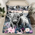 thumbnail image 2 of Castle Fairy White Highland Bull 3Pcs Twin Sheet Sets for Teens Girls Boys,Spring Graden Flowers Twin Fitted Sheet,Rustic Animal Breathable Flat Sheet,Luxury Bedroom Decor, 2 of 7