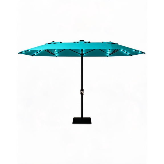 15 x 9 ft Double-Sided Patio Umbrella with 36 LED Lights, Extra Large Outdoor Market Umbrella with Crank Lift.