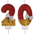 thumbnail image 1 of VSHILI Bougies d'Anniversaire 20 Ans, Bougies d'Anniversaire Rouges pour Hommes et Femmes, Décoration de Gâteau d'Anniversaire Joyeux Anniversaire pour Célébration de Mariage 20 Ans, 1 of 7