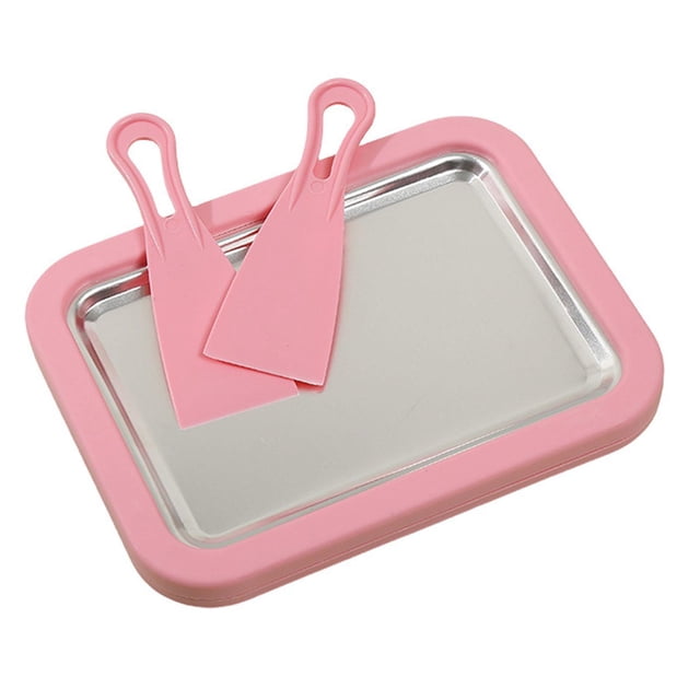 DOLITY Ice Cream Maker Metal Cold Pan Plate for Homemade Rolled Cream Sorbet Gelato pink