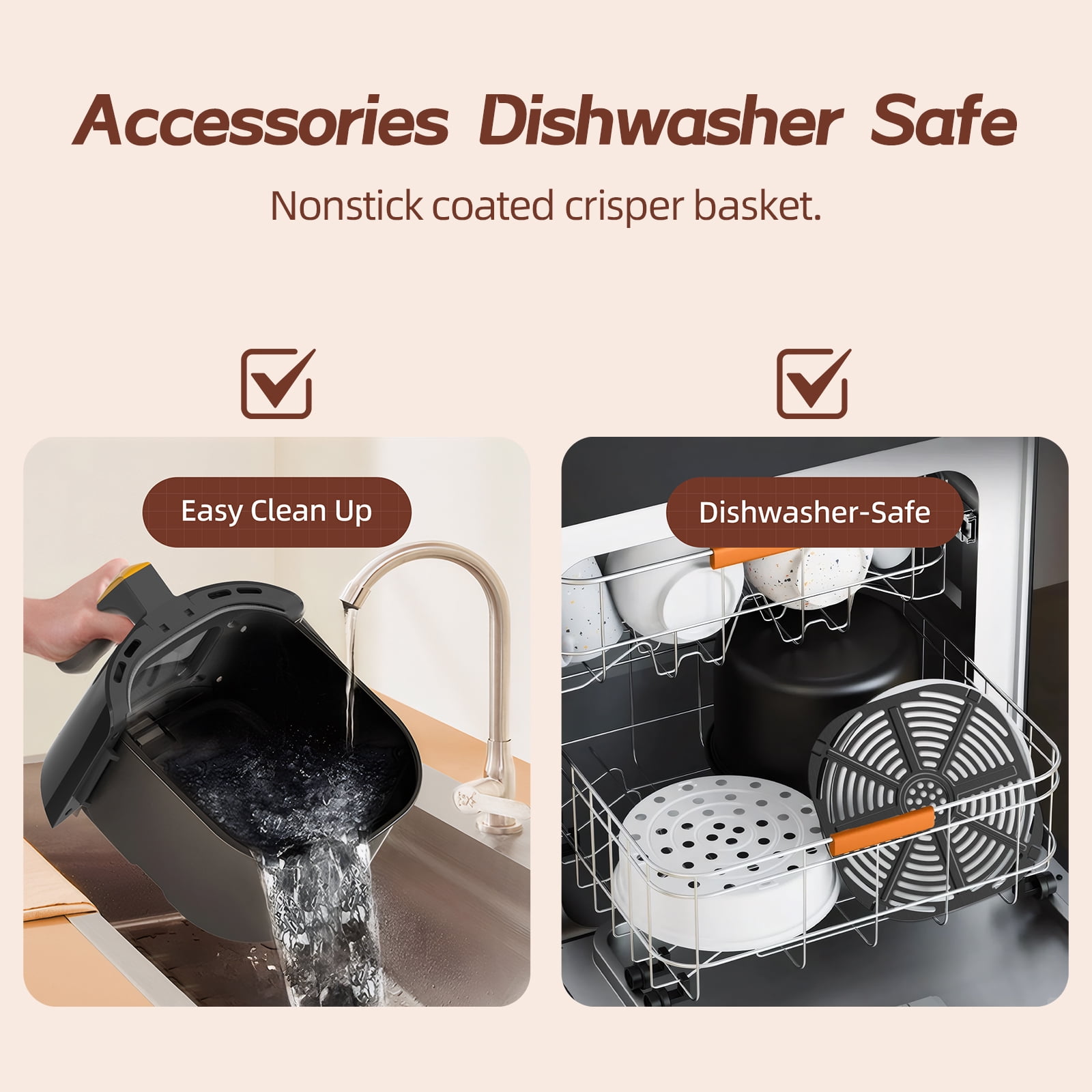 AboveMoon 6.0 QT Large Digital Air Fryer with Window for Kitchen Use,Nonstick Made,Touchscreen Display,400F,Customized Temp/Time,NonStick Basket,Black