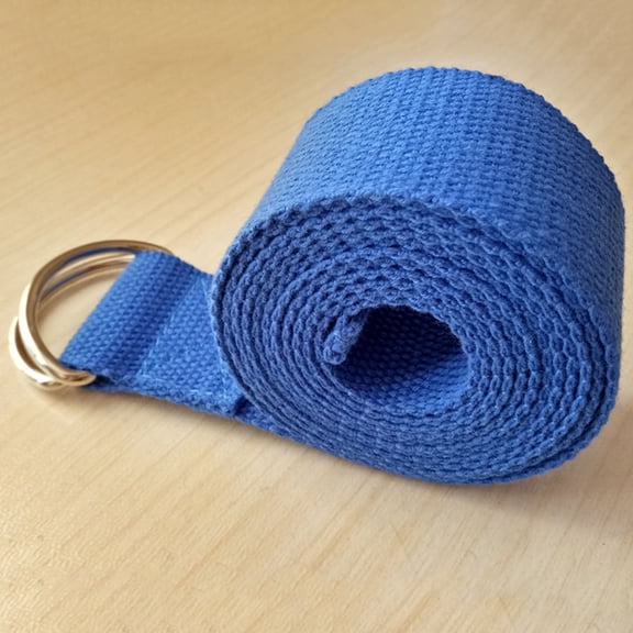 OFFIGAM Durable Blue Yoga Exercise Strap with Metal D Ring for Pilates and Stretching