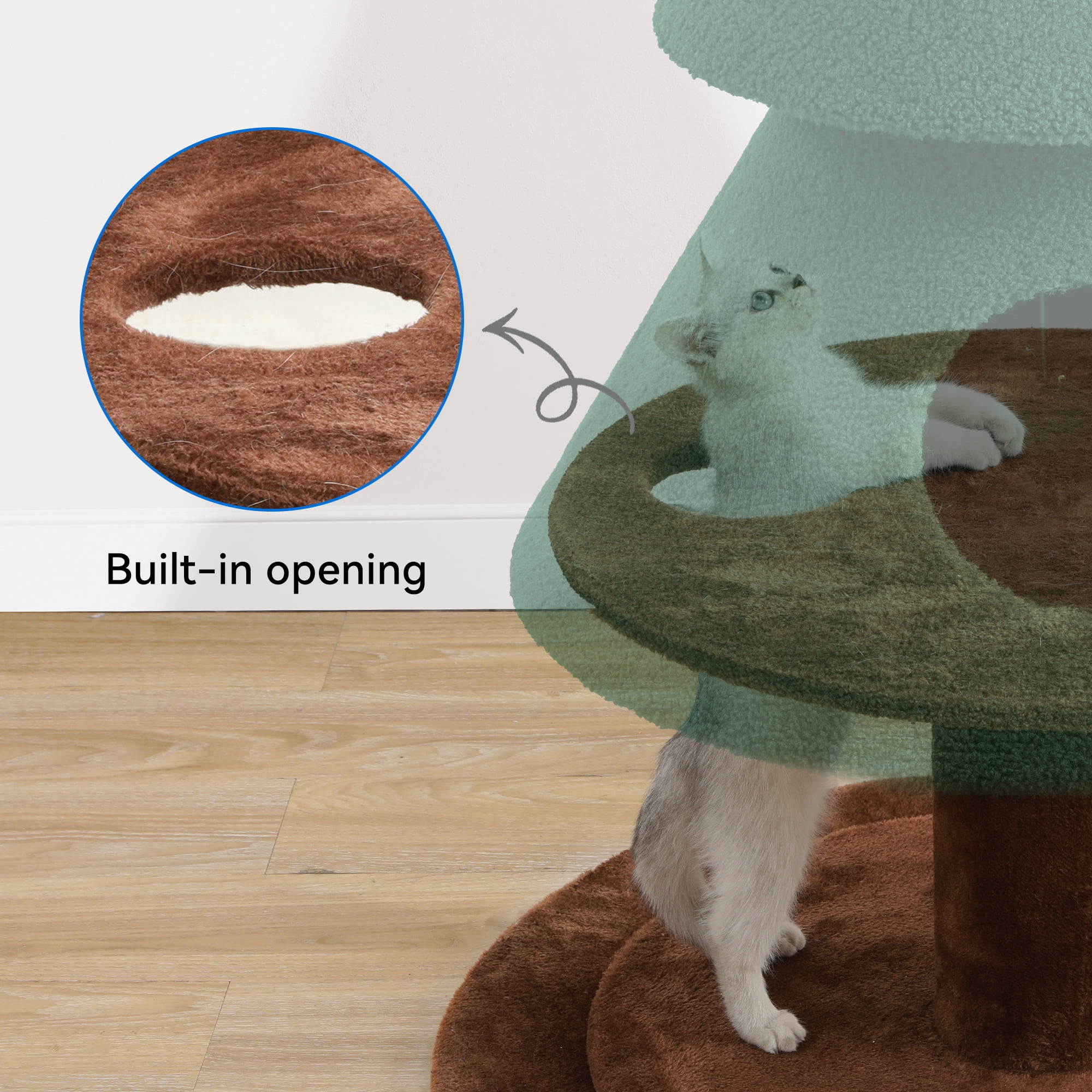 Dextrus60-inch Cat Tree,Tall Cat Tower Furniture with 2 Large Condos,  5ft Christmas Tree Party Decoration with Cat House and Beds