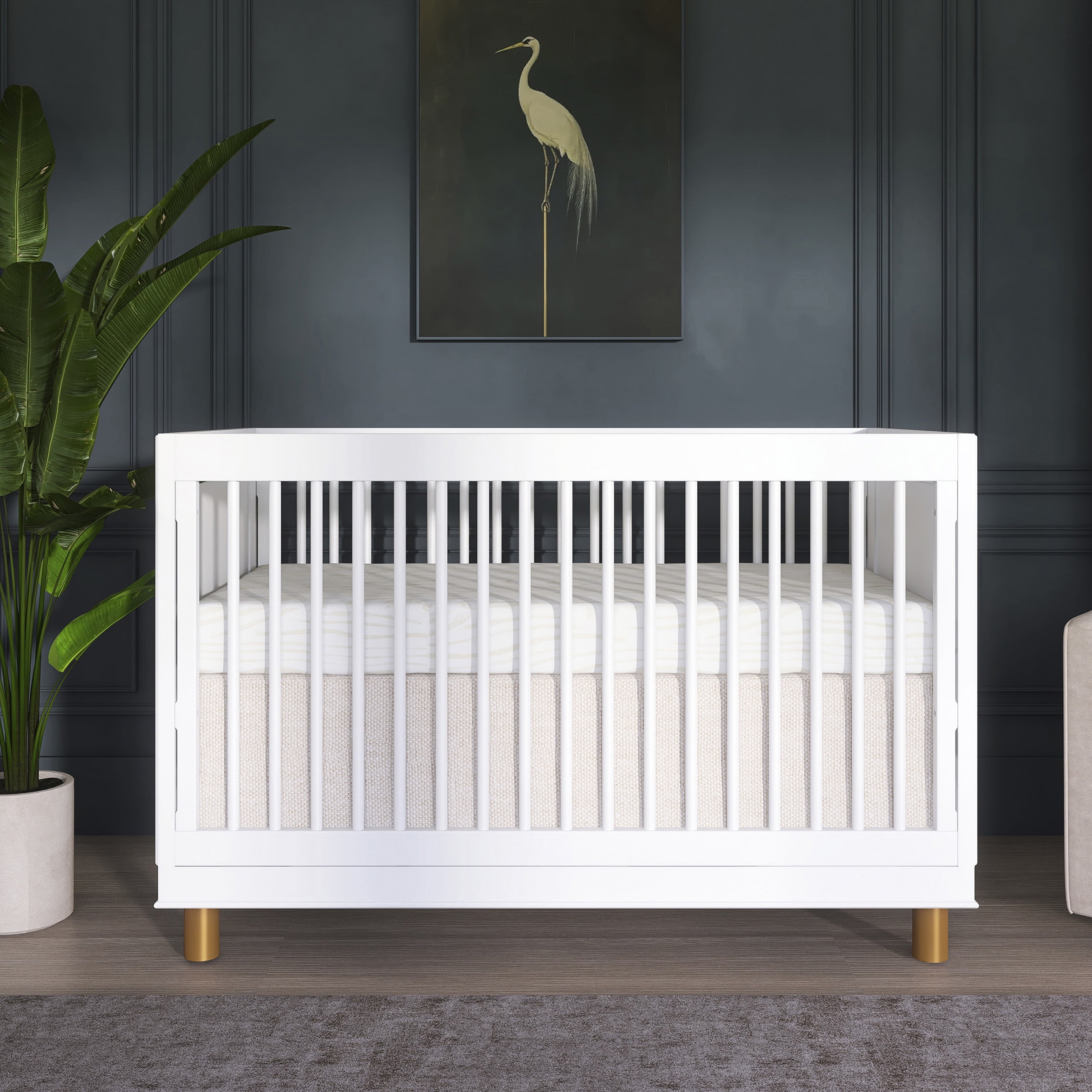 evolur Art Deco Crib in White/Gold