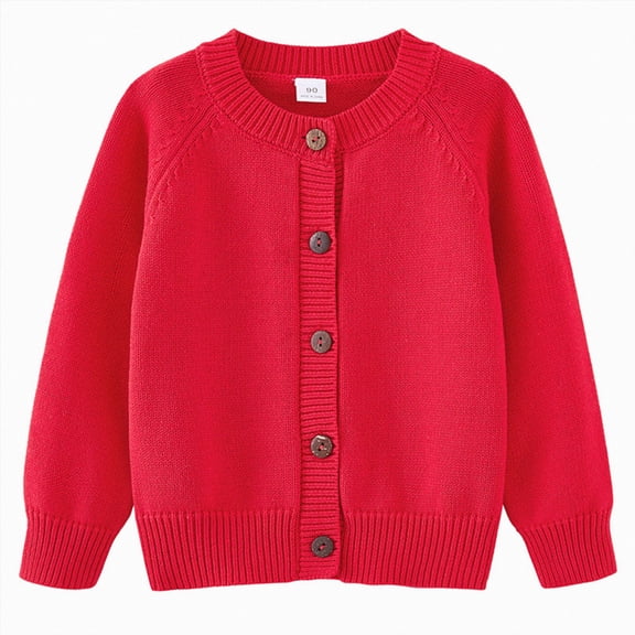 Toddler Boys Girls Cardigan Sweater Casual V Neck Button Down Uniform Sweaters(Red,9-10 Years)