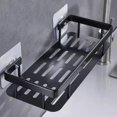 thumbnail image 3 of Estante Almacenamiento para Baño Inodoro Sin Perforaciones Estante Almacenamiento para Cesta Almacenamiento Montada en La Pared (B) Tablero Rectangular Doble Capa Borde Ancho, 3 of 9