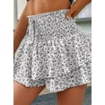 thumbnail image 4 of Women'S High Waist Ruffle Mini Shorts Cute Tiered Short Shorts with Shorts Underneath Grey M, 4 of 7