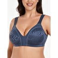 thumbnail image 3 of Deyllo Women Front Closure Minimizer Bras Plus Size Wireless Bras Posture Back Non Padded Comfort Everydaywear Blue Bras Clothes Size 38DDD, 3 of 4