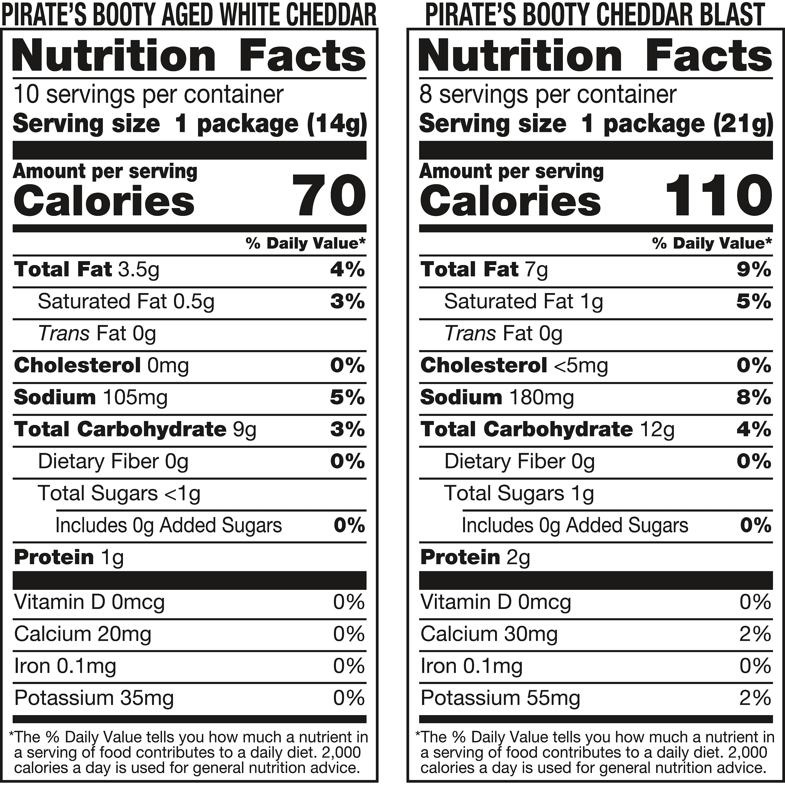 Pirate's Booty Gluten-Free Aged White Cheddar + Cheddar Blast Puffed Kid Snacks Variety Pack (18 count)