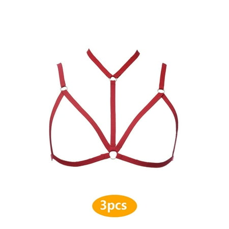

3pcs Cage Bra Elasticity Valentine Present Material Cupless Gallus Underwear Passion Sweet Gift Unique Design Harness Bras