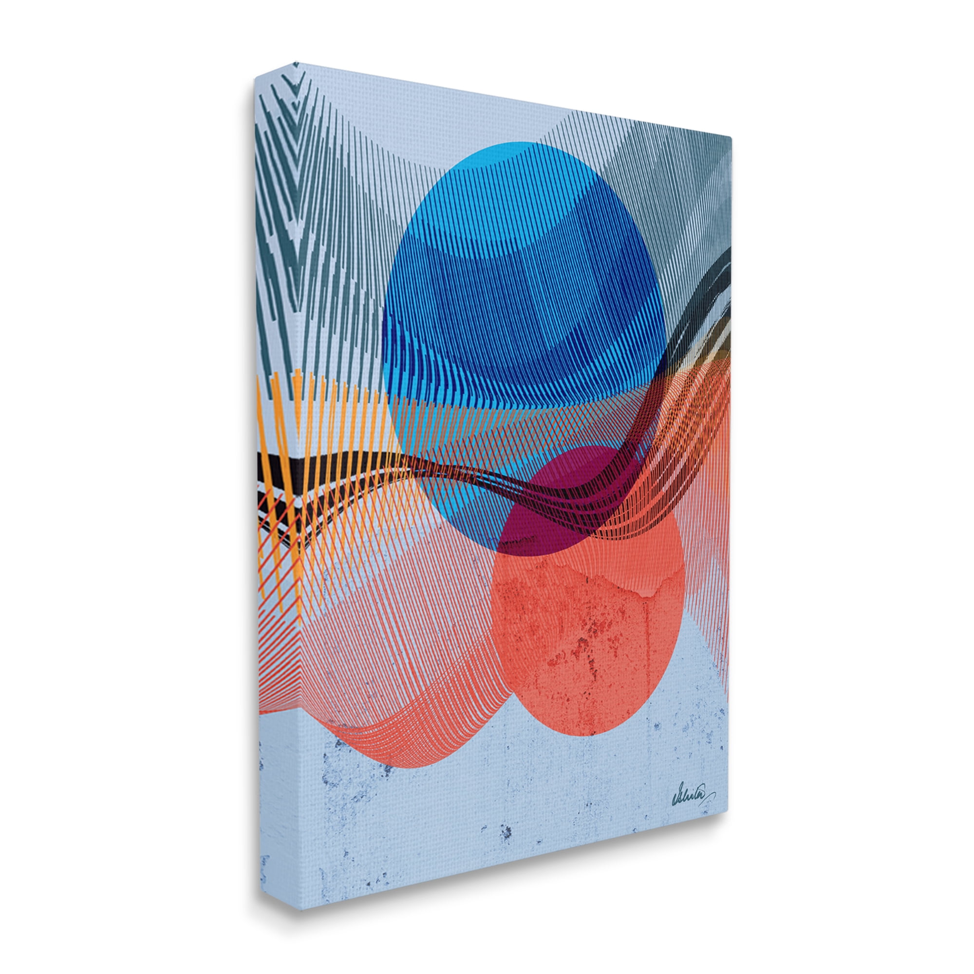 Stupell Industries Modern Circle Patterns Abstract Painting Gallery Wrapped Canvas Art Print Wall Art, 36 x 48