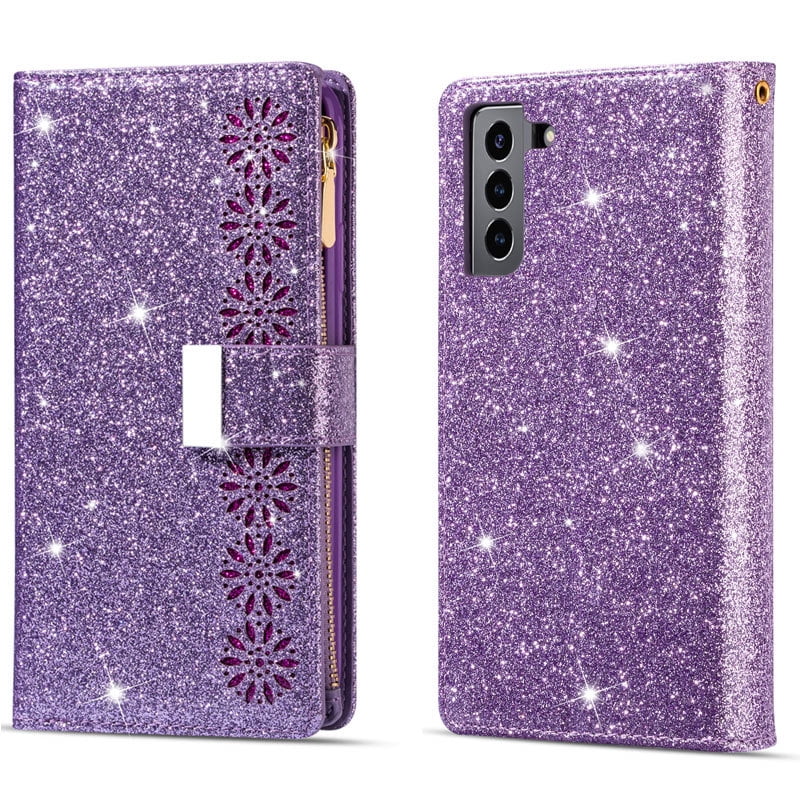 Fashion retro style Shiny Flip Wallet Phone Case For Samsung S25 Edge S24 Ultra S23 FE S22 S21 S25ultra s24plus A36 A26 A56 A16 A06 A55 A15 A35 A05 A25 Card Slots Protective Leather Cover