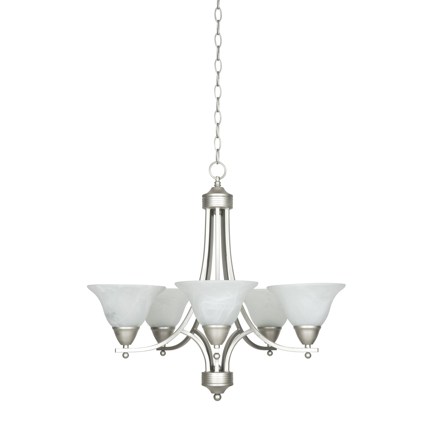 with Satin Nickel Finish Sunset Lighting F5455-53 Five Light Alton Chandelier Faux Alabaster Glass Dimmable with Satin Nickel Finish Sunset Lighting F5455-53 Five Light Alton Chandelier Faux Alabaster Glass Dimmable
