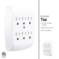 thumbnail image 3 of Extensor de enchufe de pared GE, 6 salidas, paquete de 5, color blanco 54853, 3 of 7