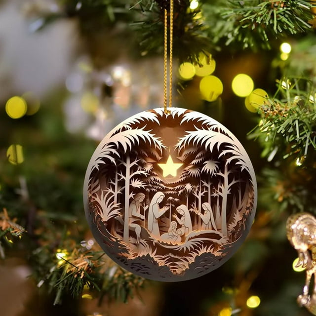 Pendentif de Décoration de Noël en Acrylique pour Fête Intérieure Extérieure et Ornement d'Arbre Rétro