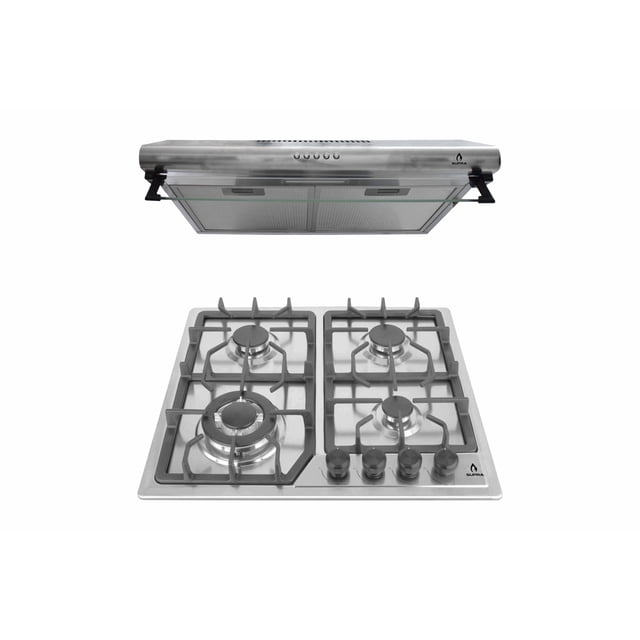 Combo GORIZIA Parrilla de 4 Quemadores de empotrar SUPRA, Campana Cb-60