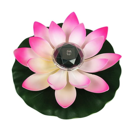 

VEAREAR Fake Lotus Flower Leaf LED Light Solar Powered Garden Pond Floating Floral Lamp