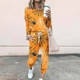 thumbnail image 2 of VBTAPA Happy Halloween Sweatsuit for Women 2 Piece Sets Cute Ghost Print Pullover Sweatshirt and Drawstring Elastic Waist Jogging Sweatpants Matching Outfits Orange XXXL, 2 of 6