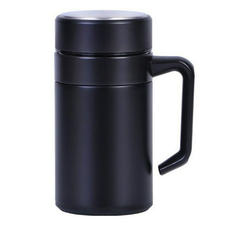 

500ML Thermal Mug Stainless Steel Vacuum Flasks with Handle Thermocup Office Thermoses for Tea Insulated Cup Black