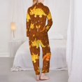 thumbnail image 5 of Kll Dinosaurs And Leaves Print Women'S Long Sleeve Pajamas With Pants Sleepwear Loungewear 2 Set-Large, 5 of 9