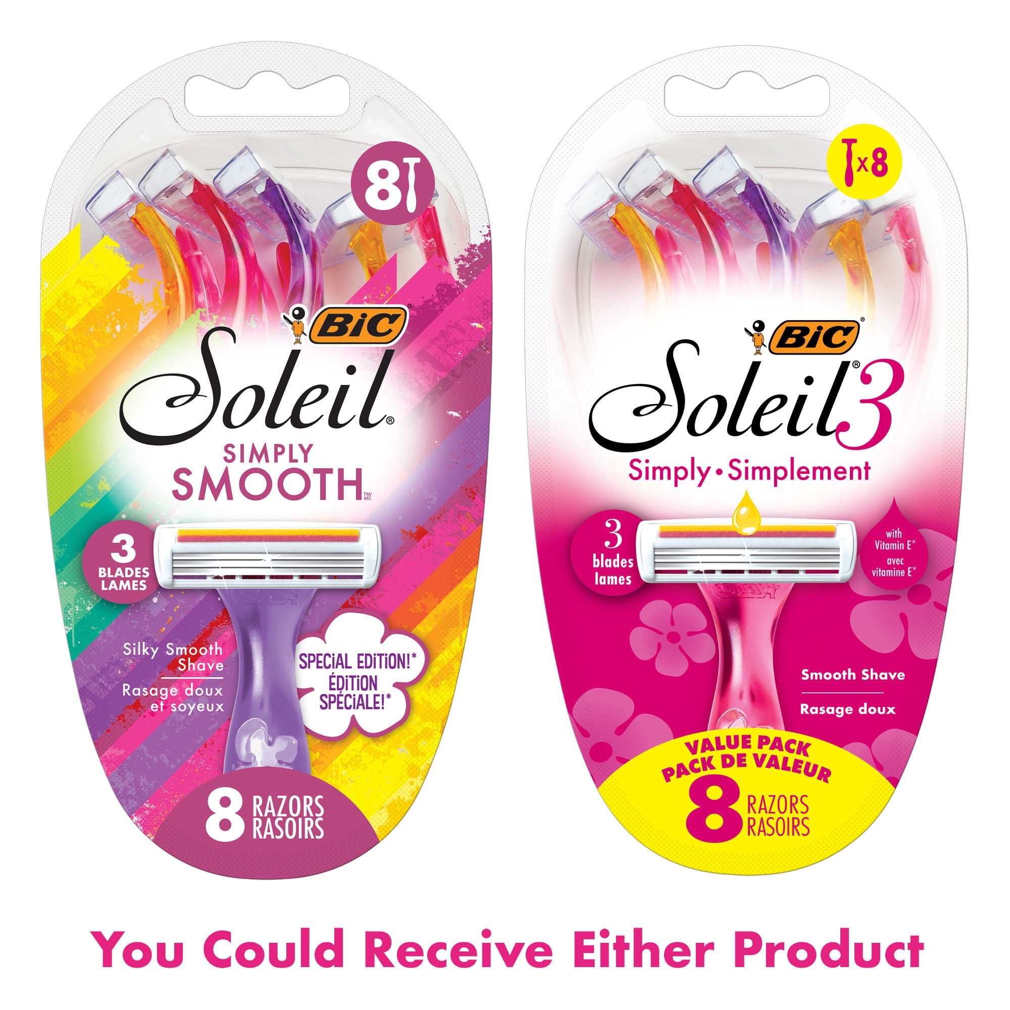 BIC Soleil 3 Simply Women's 3-Blade Disposable Razors, 8 Count