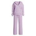 thumbnail image 3 of YHCY 2 Piece Zip Up Sweatsuits for Women Basic Long Sleeve Hooded Sweatshirt Long Straight Wide Leg Sweatpant Casual Comfy Soft Suits Plus Size Fall Trendy Sets Travel Tracksuits Light Violet Xxl, 3 of 9