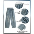 thumbnail image 5 of TOOYOU Girls Jeans Demin Pants Trousers With Hole Denim Blue Jeans Vintage Trousers With Wide Leg For Childre Comfortable And Fashionable Trousers For Sweet Girls Size 4-5 Years Light Blue, 5 of 9