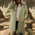 thumbnail image 4 of Uaswgudfs Women's Beige Mid-Length Quilted Puffer Coat, Hooded Long Sleeve Casual Winter Jacket with Pockets - Warm Outerwear Green L, 4 of 9