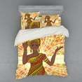 thumbnail image 2 of Ambesonne African Bedding Set 3 Pcs, Dancing Woman Hand Drawing, Twin XL, Green Red Yellow, 2 of 3