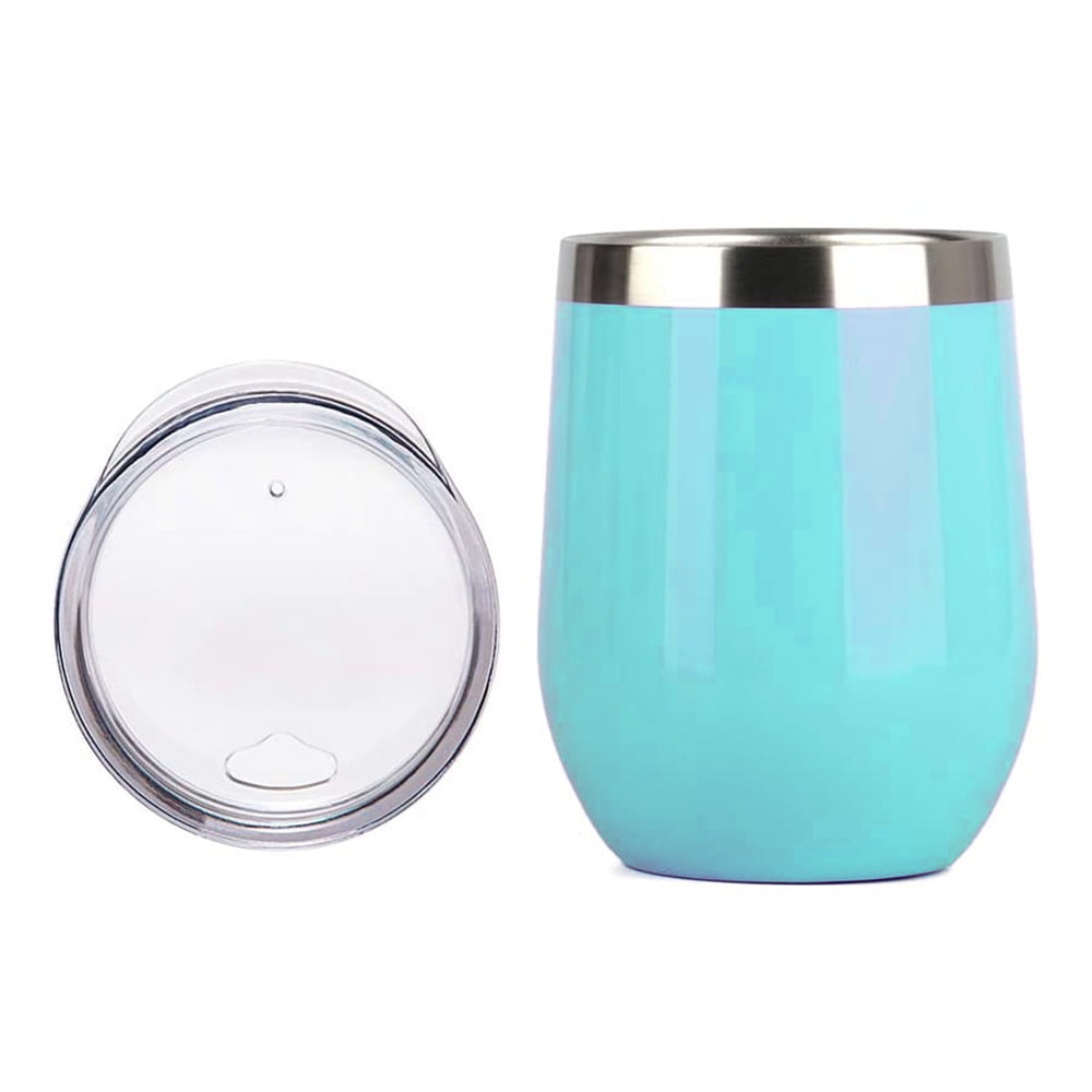 Blue 12oz Stainless Steel Stemless Wine Tumbler Who Cares calories count 