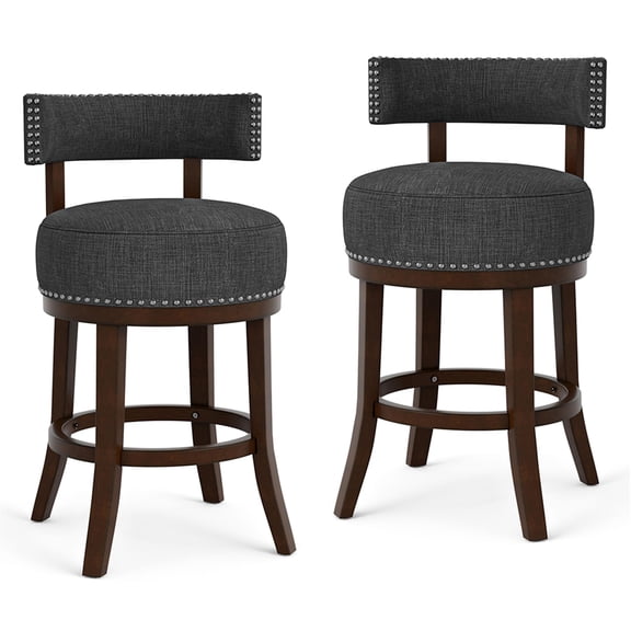 Furniture of America Kalin Fabric 24" Swivel Bar Stool in Gray (Set of 2)