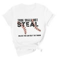 thumbnail image 3 of Endives Thou Shall Not Steal Unless You Can Beat The Throw Women's Letter Baseball Love Print Round Neck Short Sleeve T Shirt Top, 3 of 6