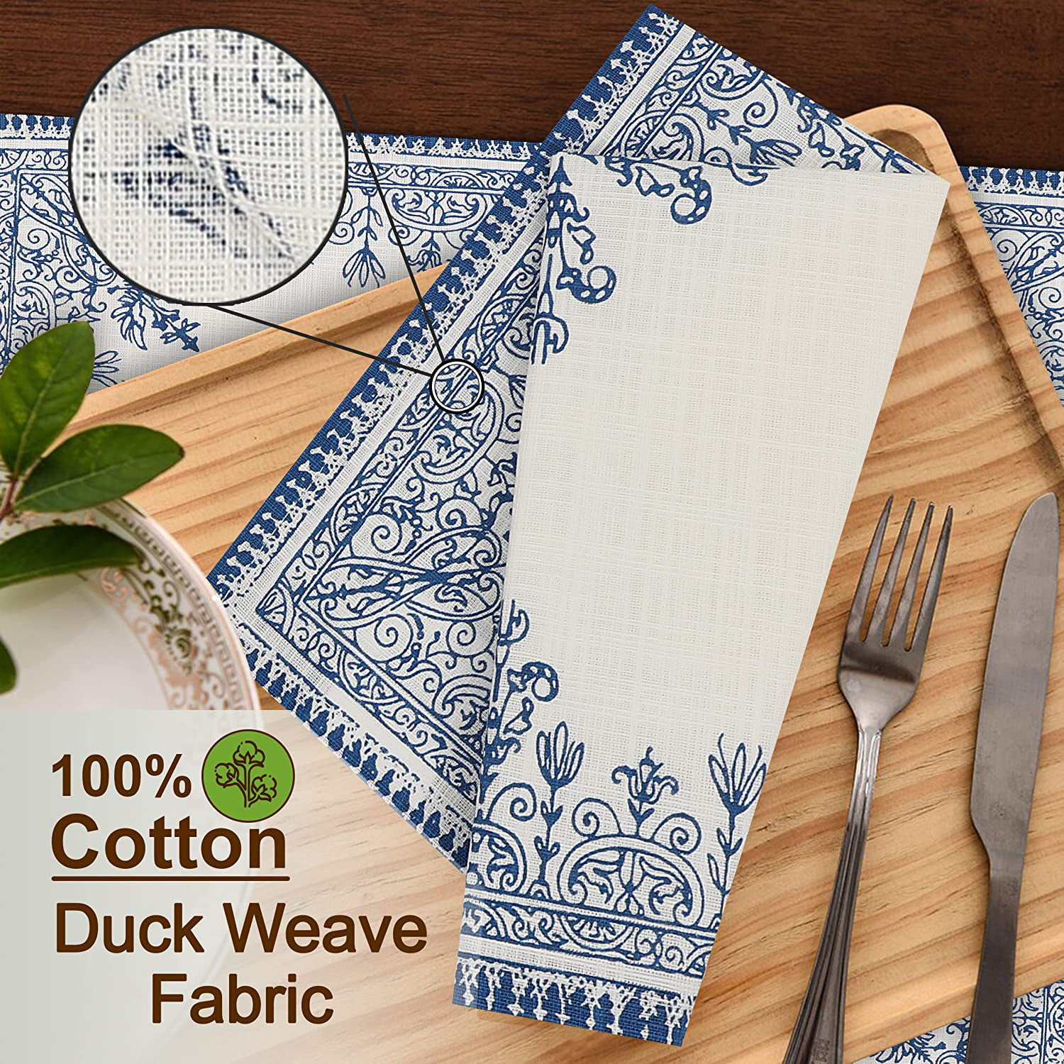 Ruvanti 100% Cotton Multi-Stripe Square Kitchen Cloth Napkins