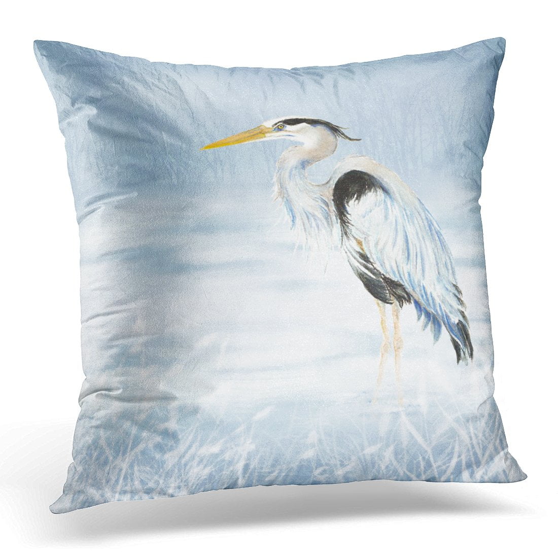 STOAG Painting Watercolor Great Blue Heron Bird Nature Throw Pillowcase Cushion Case Cover 16x16