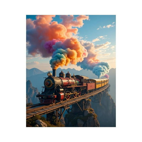 Paint By Numbers Kit for Adults Beginner - DIY Colorful Steam Train On Bridge Canvas Painting Kits for Adults, Frameless Paint By Number for Adults for Home Wall Decor 16x20 Inch