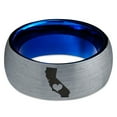 thumbnail image 2 of Tungsten California The Golden State Heart Band Ring 8mm Men Women Comfort Fit Blue Dome Brushed Gray Polished, 2 of 4