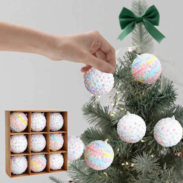 Pelotas de espuma coloridas para árbol de Navidad | Set de 24x24x8 cm | Decoración festiva, duraderas y vibrantes