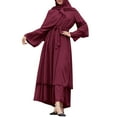 thumbnail image 3 of IBTOM CASTLE Women's Chiffon Muslim Cardigan Kaftan Middle East Arabian Abaya Dress Casual Islamic Cover up Long Dresses M Wine Red, 3 of 8