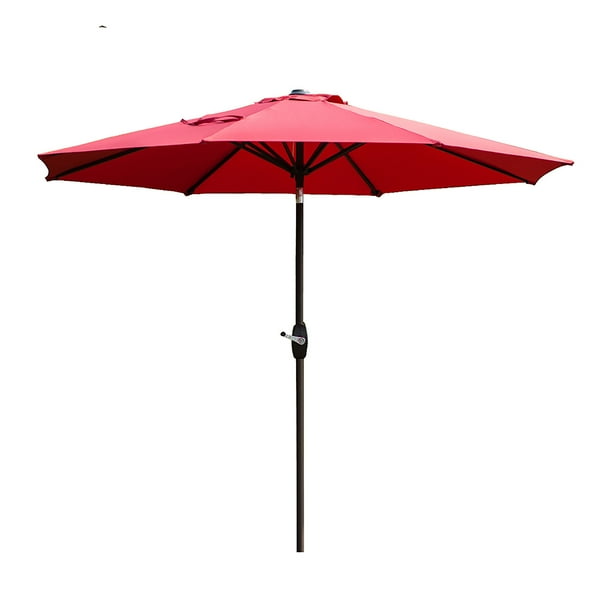 9 Ft Outdoor Market Umbrella with Tilt and Crank, Red