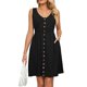 thumbnail image 1 of Vestido Vestido sin mangas con bolsillo con botones, cuello redondo, cintura con abertura, traje de vacaciones (negro S) Ygjytge Negro T S para Mujer, 1 of 7