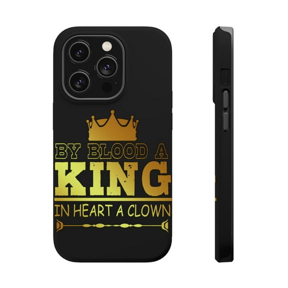 DistinctInk Tough Case for Apple iPhone 15 PRO (6.1" Screen), Compatible with MagSafe Charging - By Blood A King In Heart A Clown