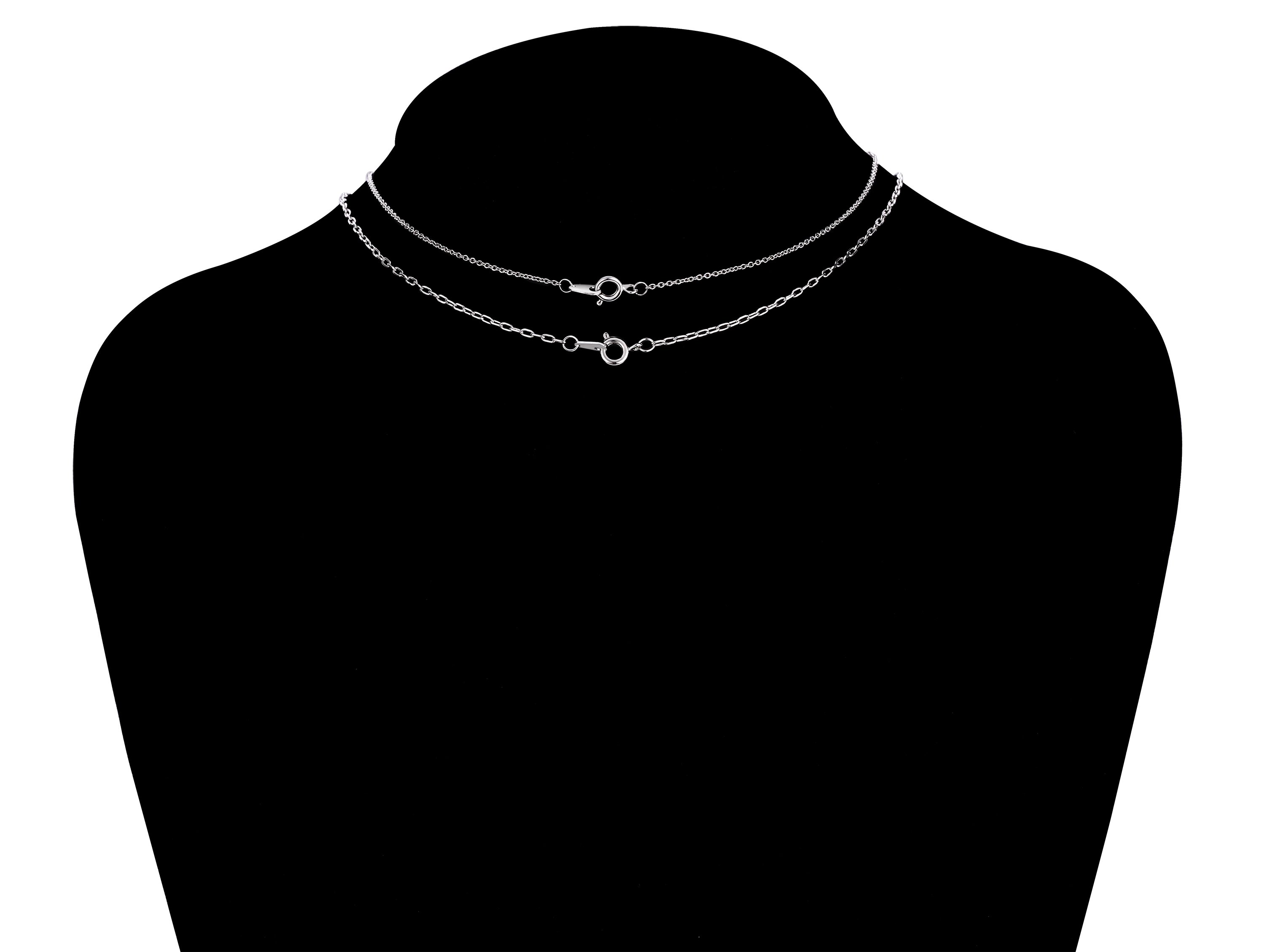 Fine Silver Plated Double Necklace Set with Simulated Diamonds Adult