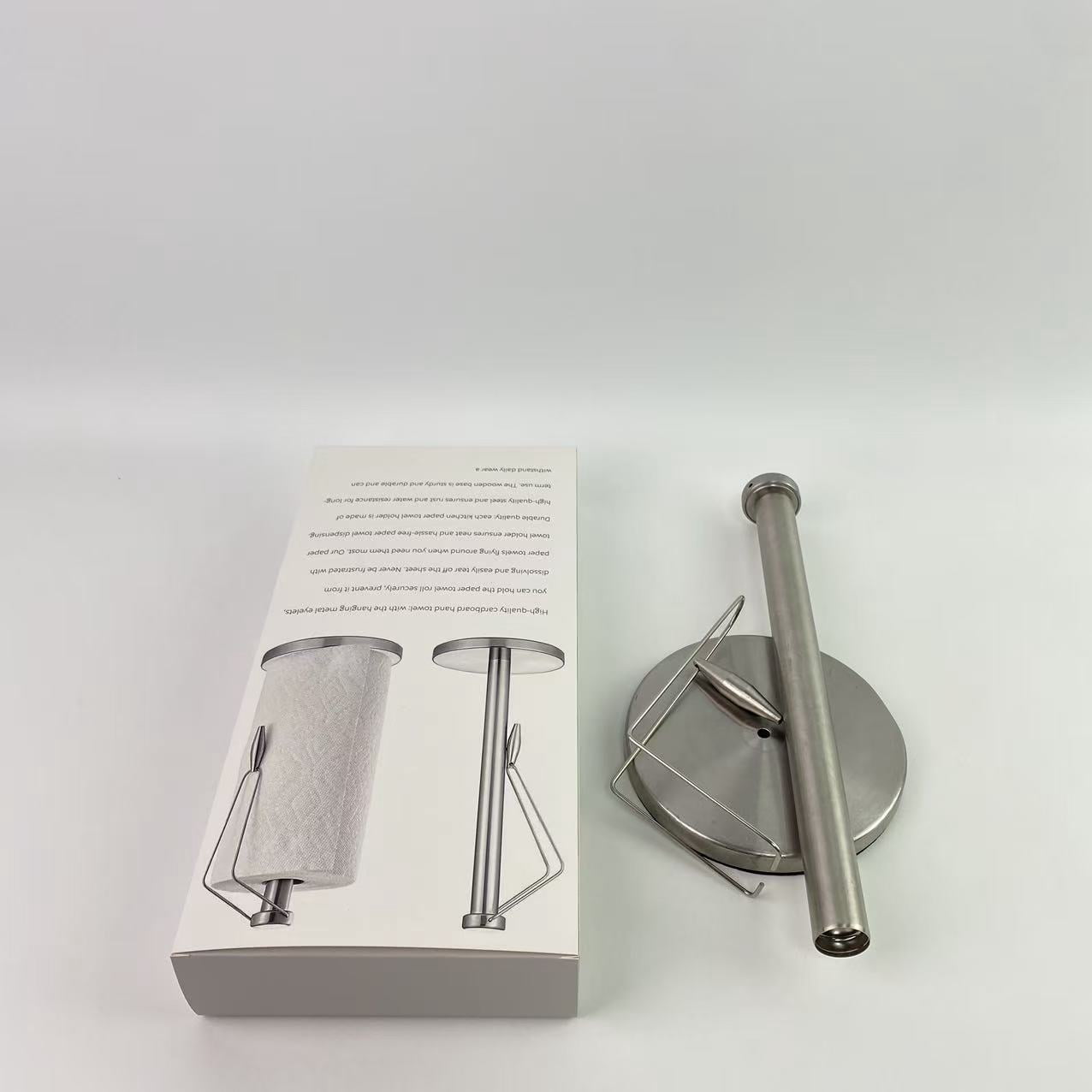 Loqrcuoe Countertop holders for paper towels,Paper Towel Holder Stand Countertop with Heavy Weighted Stainless Steel Base, Free Standing Paper Towel Holder (Brushed Nickel)