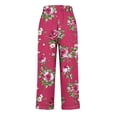 thumbnail image 4 of LEKWK Printed Linen Pants for Women Elastic Waist Casual Wide Leg Pants Lightweight Loose Fit Flowy Trousers with Pockets Beach Vacation Boho Loungewear, 4 of 5